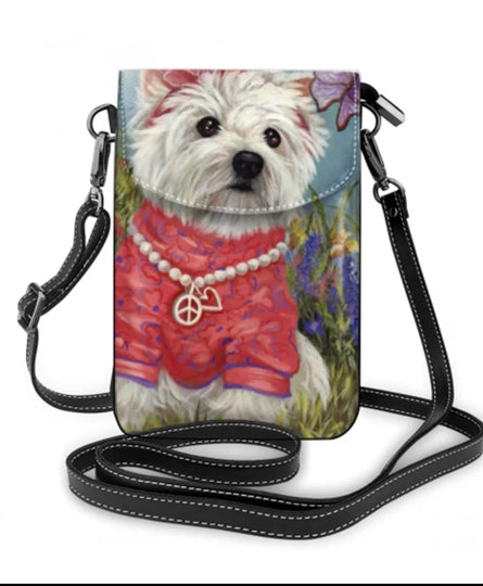 Peace and Love  West Highland White Terrier Westie Dog Ladies Crossbody Purse