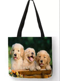 Golden Retrieve Puppy Dog Linen Tote Bag Purse