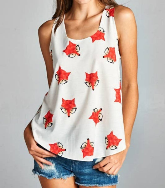 Foxy Red Fox Summer Sleeveless T-shirt Blouse