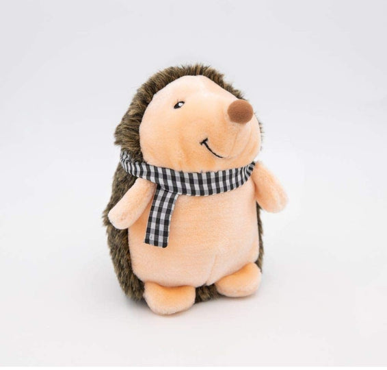 Christmas Holiday Hedgehog Plush Dog Toy with Winter Scarf