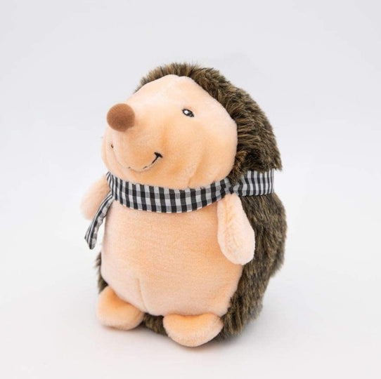 Christmas Holiday Hedgehog Plush Dog Toy with Winter Scarf