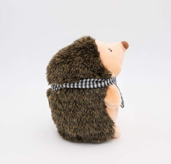 Christmas Holiday Hedgehog Plush Dog Toy with Winter Scarf