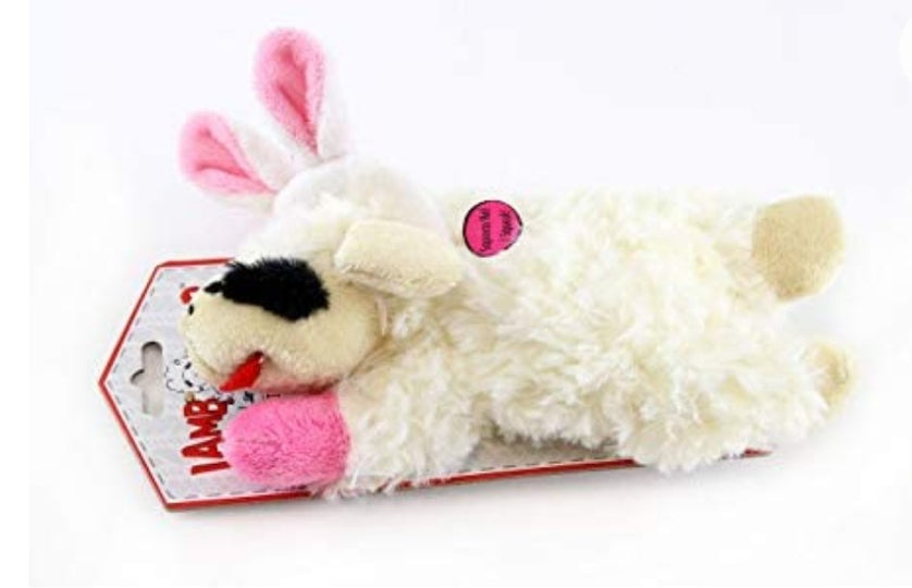 Easter Lamb Chop Sheep Bunny Ears Plush Squeaker Dog Toy 6 inch mini