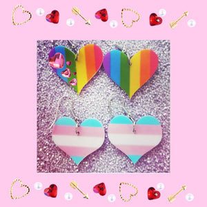 Rainbow Support LGBTQ Love Heart Lightweight Earrings Jewelry