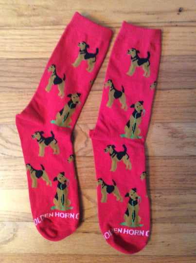 Airedale Lakeland Welsh Terrier Dog Breed Ladies Novelty Socks 2 designs