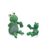 HuggleHounds Knottie Green Frog Large and Small Dog Toy, Plush Corduroy